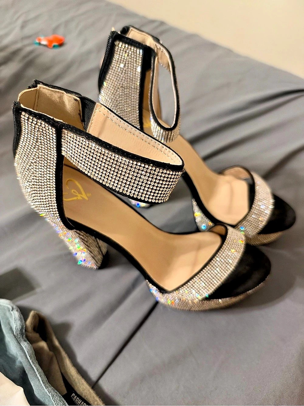 Rhinestone Heels in Silver & Black